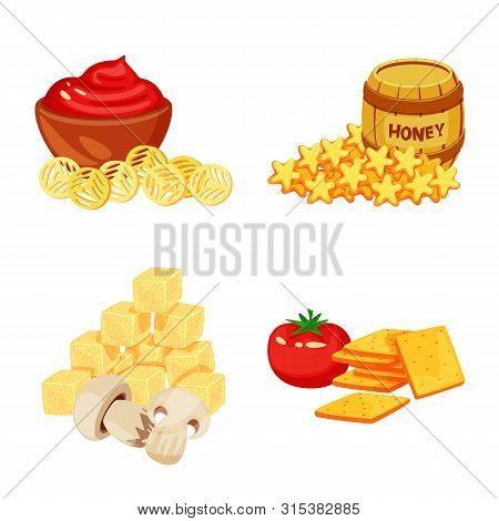 Vector Illustration Of Food And Product Symbol. Set Of Food And Party Vector Icon For Stock.