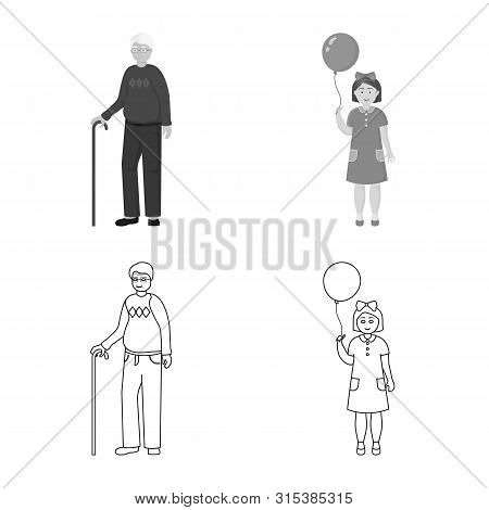 Vector Design Of Character And Avatar Logo. Set Of Character And Portrait Vector Icon For Stock.