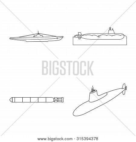 Vector Illustration Of Boat And Navy Icon. Set Of Boat And Deep Vector Icon For Stock.