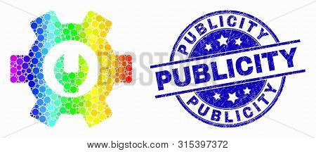 Pixel Rainbow Gradiented Repair Options Mosaic Icon And Publicity Seal Stamp. Blue Vector Rounded Sc