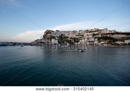 Picturesque Peschici  City In Puglia, Adriatic Coast Of Italy. Location Peschici, Gargano Peninsula,