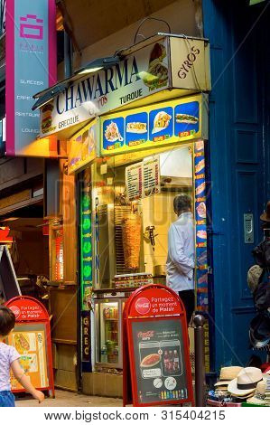 Kebab Restaurant In Latin Quarter. France, Paris, October, 04, 2014