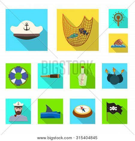 Vector Design Of Travel And Attributes Logo. Collection Of Travel And Seafaring Stock Vector Illustr