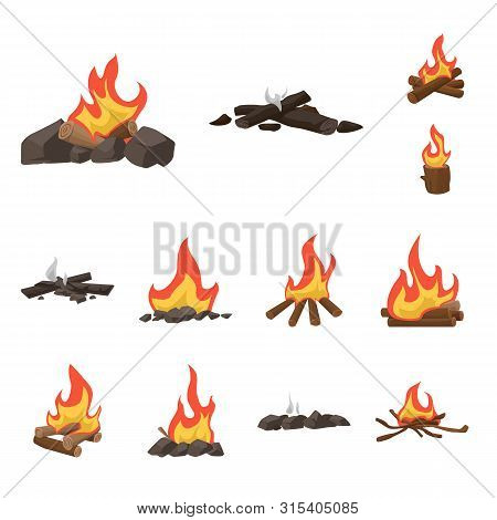 Vector Illustration Of Flame And Fire Icon. Collection Of Flame And Camp Vector Icon For Stock.