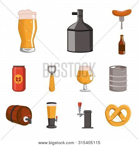 Vector Illustration Of Beer And Bar Logo. Collection Of Beer And Pub Vector Icon For Stock.
