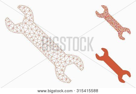 Mesh Repair Model With Triangle Mosaic Icon. Wire Carcass Triangular Mesh Of Repair. Vector Mosaic O