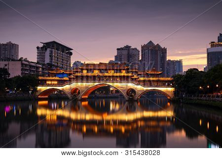 Anshun Bridge In The Provincial Capital Of Chengdu In Sichuan, China