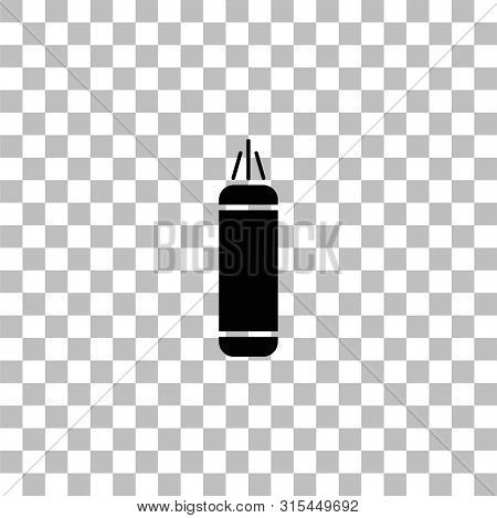 Punching Bag. Black Flat Icon On A Transparent Background. Pictogram For Your Project