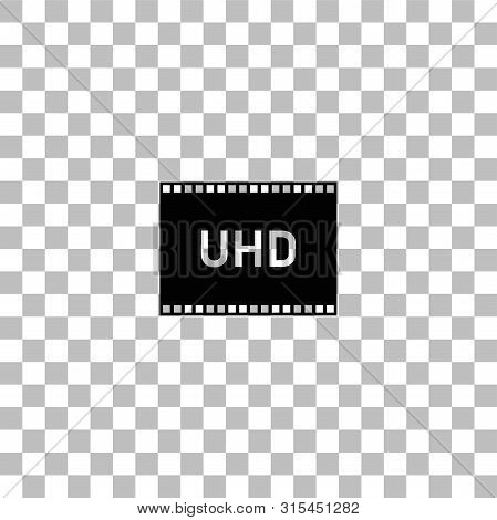 Tv Ultra Hd. Black Flat Icon On A Transparent Background. Pictogram For Your Project