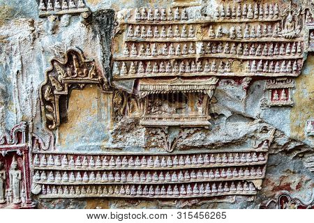 Buddha Statues Inside Of Kaw Ka Thaung Cave, Located Close To Hpa-an, Myanmar