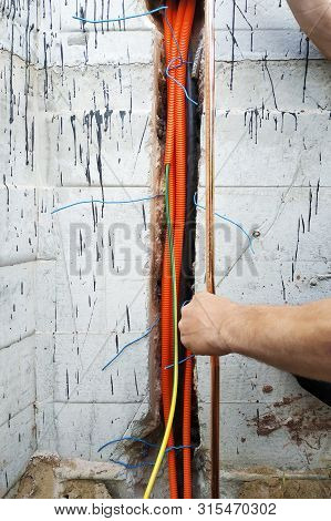 Connection Of A Copper Tube For Grounding Of The Electric Shock-proof Device In An Apartment House.