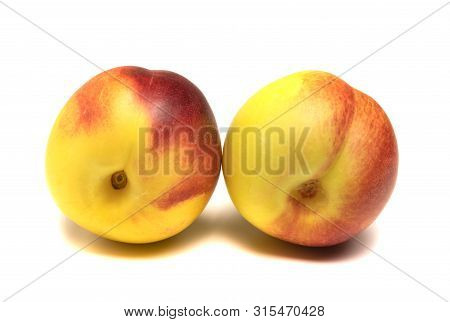 Nectarines Fruit Lie On A White Background