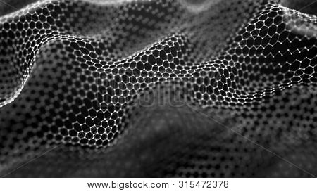 Futuristic Hexagon Abstract Background. Analysis And Automation Of Data On Artificial Intelligence.