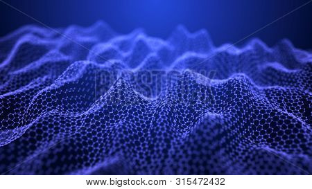 Futuristic Hexagon Abstract Background. Analysis And Automation Of Data On Artificial Intelligence.