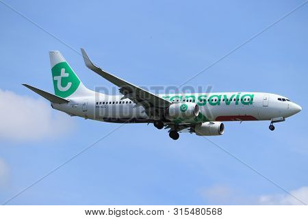 Amsterdam, The Netherlands - July 21st 2019:  Ph-hzg Transavia Boeing 737-800 On Final Approach To A