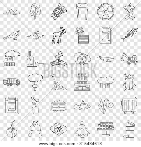 Catastrophe Icons Set. Outline Style Of 36 Catastrophe Icons For Web For Any Design