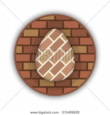 The Egg That Filled Bricks In A Curcle. Vector Illustration. Logo