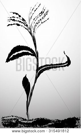 Drawn Flower Shape Black Color On White Background. Vector Illustration.
