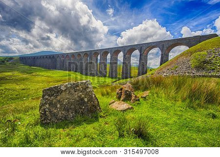 View Of Large Victorian Viaduct In Rural Countryside Scenery