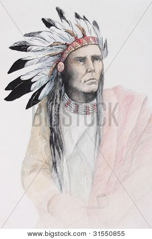 Colore disegno di indiani con piume