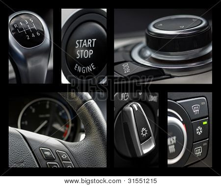 Auto interiéru koláž