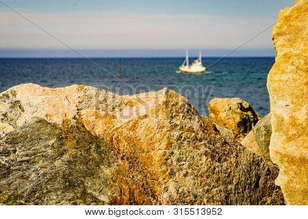 Seascape With Stone Breakwater, Bleik Village, Andoya Island, Vesteralen Archipelago.