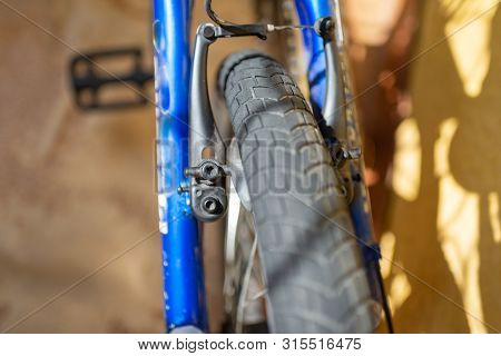 Bicycle Tire Spokes Close Up Ride Riding Bike Rubber Brakes Break Braking Valve Axle Metal.
