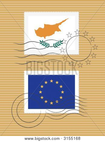 Chipre y UE - sellos con bandera