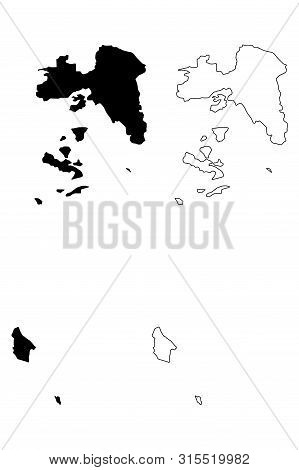 Attica Region (greece, Hellenic Republic, Hellas) Map Vector Illustration, Scribble Sketch Attica Ma