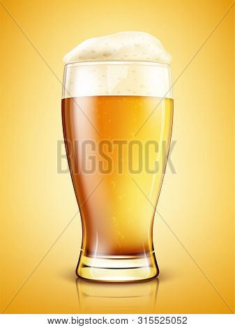 Glass Of Beer Isolated. Realistic Vector Illustration