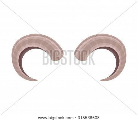 Horns Are Curved Into A Semiring. Vector Illustration On White Background.