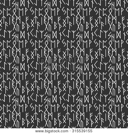 The Runes Of The Older Futarka In A Seamless Pattern. The Scandinavian Ancient Alphabet And Magical 