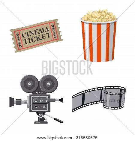 Isolated Object Of Cinema And Theater Sign. Set Of Cinema And Entertainment Stock Vector Illustratio