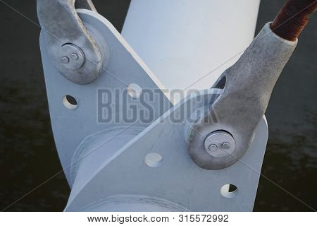 Large Iron Supports With Bolts, Rigid Structure, Support Of Heavy Structure. Modern Technology
