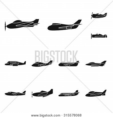 Vector Design Of Transport And Navigation Icon. Set Of Transport And Aircraft Vector Icon For Stock.