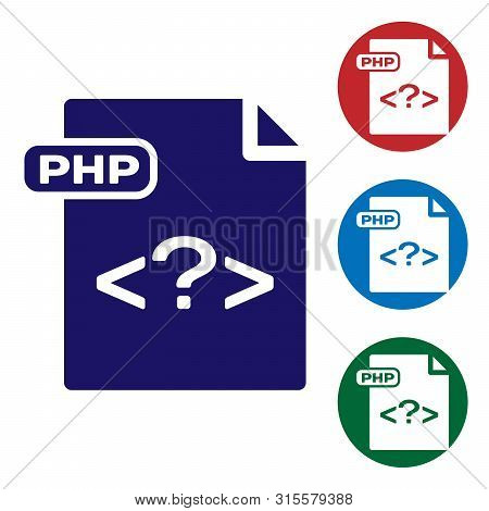 Blue Php File Document. Download Php Button Icon Isolated On White Background. Php File Symbol. Set 