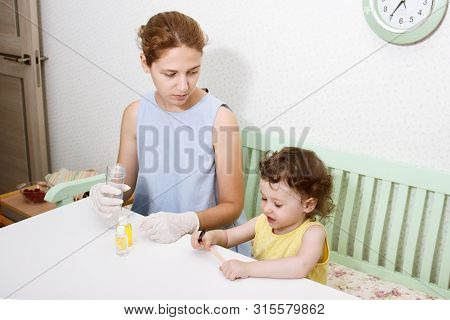 How To Make Slime. Mother And Child Mix Ingredients Homemade Goop . Slime Recipe Sodium Tetraborate