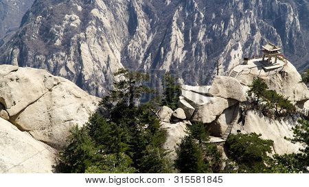 The Chess Pavilion Located On The Top Of The Huashan Mountain, Famous Huashan National Park, China