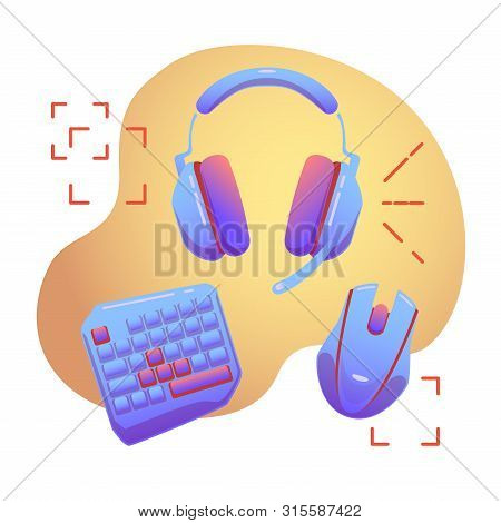 E-sport Equipment Concept With Competitive Games Accessories And Sportswear Vector Flat Illustration