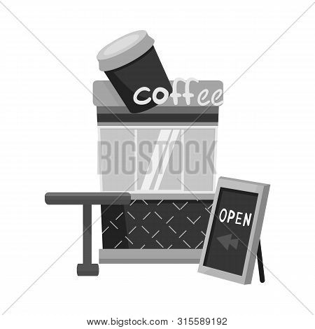 Vector Design Of Coffee And Kiosk Icon. Set Of Coffee And Cafeteria Stock Symbol For Web.