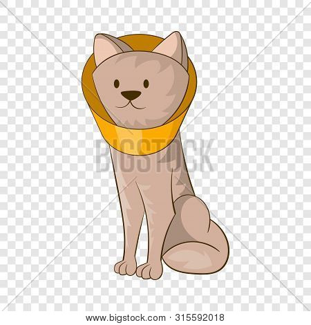 Dog Wearing Funnel Cone Collar Icon. Cartoon Illustration Of Dog Wearing Funnel Cone Colla Icon For 
