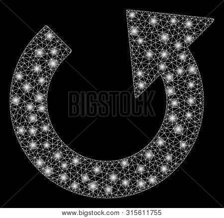 Bright Mesh Rotate Ccw With Glow Effect. Abstract Illuminated Model Of Rotate Ccw Icon. Shiny Wire C