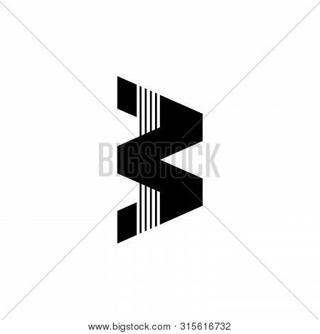 Letter B Simple Stripes Geometric Logo Vector