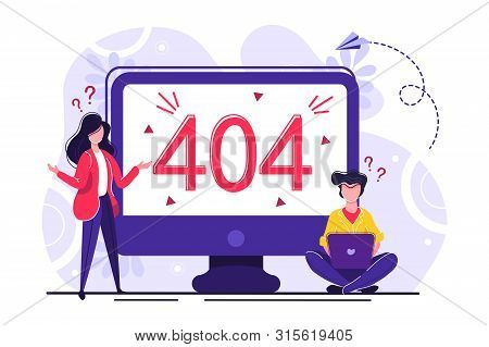 Business Concept Vector Illustration, Error 404, Disconnection From The Internet, Unavailable, Littl
