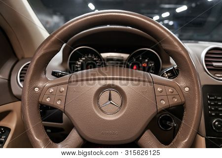 Novosibirsk, Russia - July 12, 2019:  Mercedes-benz M-class Ml63 Amg, Close-up Of The Dashboard, Spe