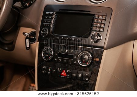 Novosibirsk, Russia - July 12, 2019:  Mercedes-benz M-class Ml63 Amg, Close-up Of The Dashboard, Adj