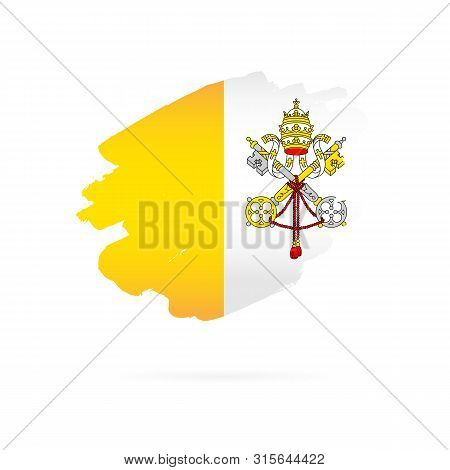 Vatican Flag. Vector Illustration On A White Background. Brush Strokes Are Drawn By Hand.