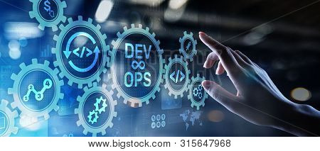 Devops Agile Development Concept On Virtual Screen.