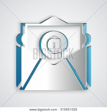 Paper Cut Mail And E-mail Icon Isolated On Grey Background. Envelope Symbol E-mail. Email Message Si