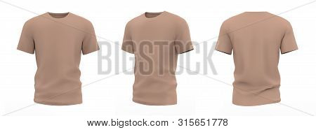 Round Collared Shirt Mock Up Template, Isolated On White, Plain T-shirt Mockup. Design Presentation 